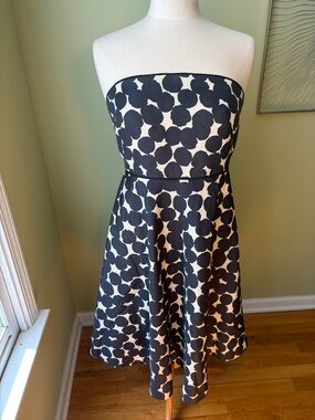 J. Crew SILK  Black and White Strapless Polka Dot Mini Dress